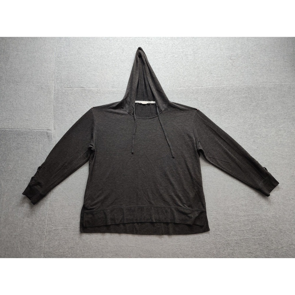 Harmony & Balance‎ Women Sweatshirt 1X Charcoal Gray Drawstring Hoodie Pullover